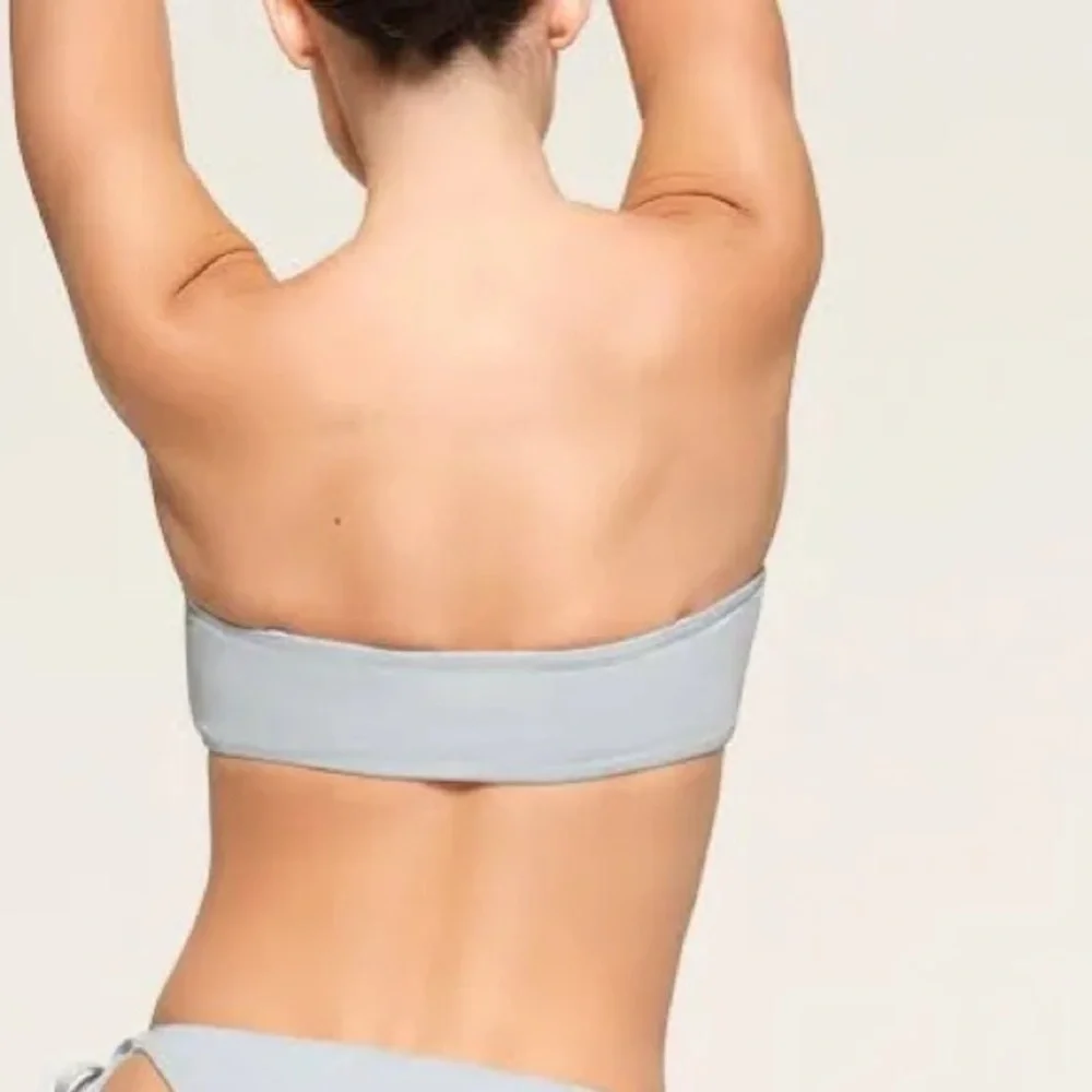 New Skims Micro Bandeau Bikini Top Swim Faded Denim Blue Sz S